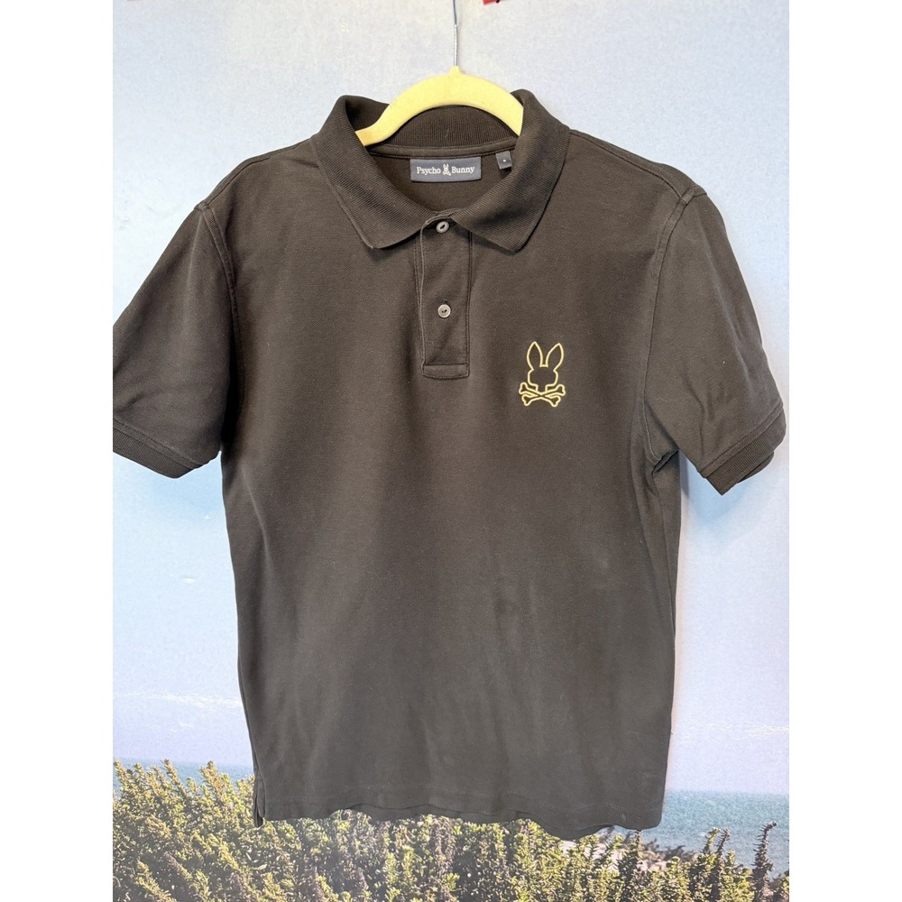 Psycho Bunny Short Sleeve Polo Collared Shirt 3 Small Pima Cotton/Poly Black